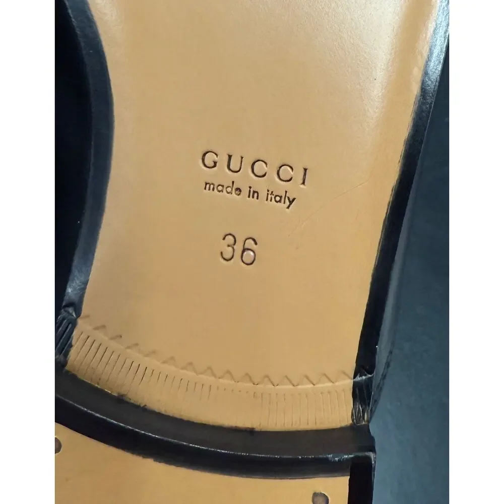 GUCCI Princetown Leather Mules Enbroidered Floral Horsebit Flats Sz. 36 NEW - Picture 10 of 12